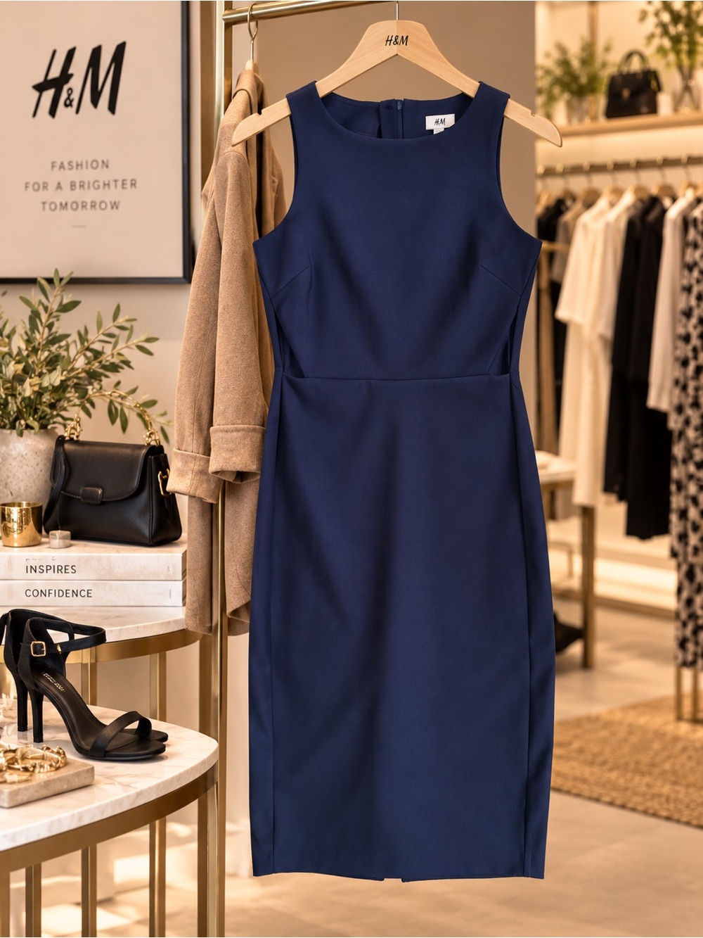 H&M Navy Sleeveless Sheath Dress